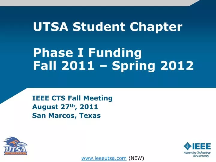 utsa student chapter phase i funding fall 2011 spring 2012