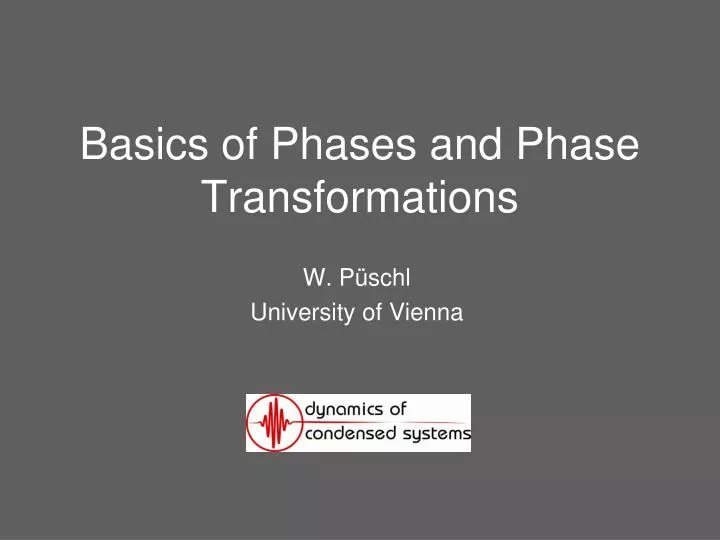 basics of phases and phase transformations