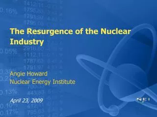 The Resurgence of the Nuclear Industry Angie Howard Nuclear Energy Institute April 23, 2009