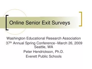 Online Senior Exit Surveys