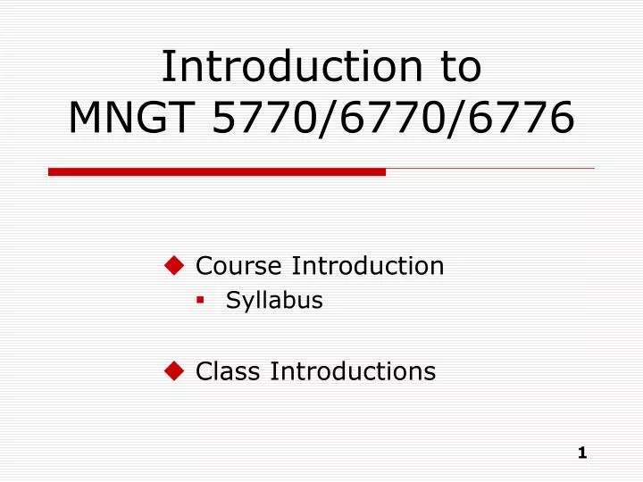 introduction to mngt 5770 6770 6776