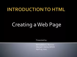 INTRODUCTION TO HTML