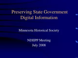 Preserving State Government Digital Information