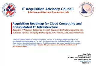 Acquisition Roadmap for Cloud Computing and Consolidated IT Infrastructure