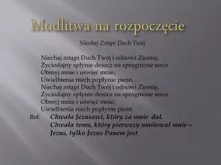 modlitwa na rozpocz cie