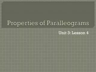 Properties of Paralleograms