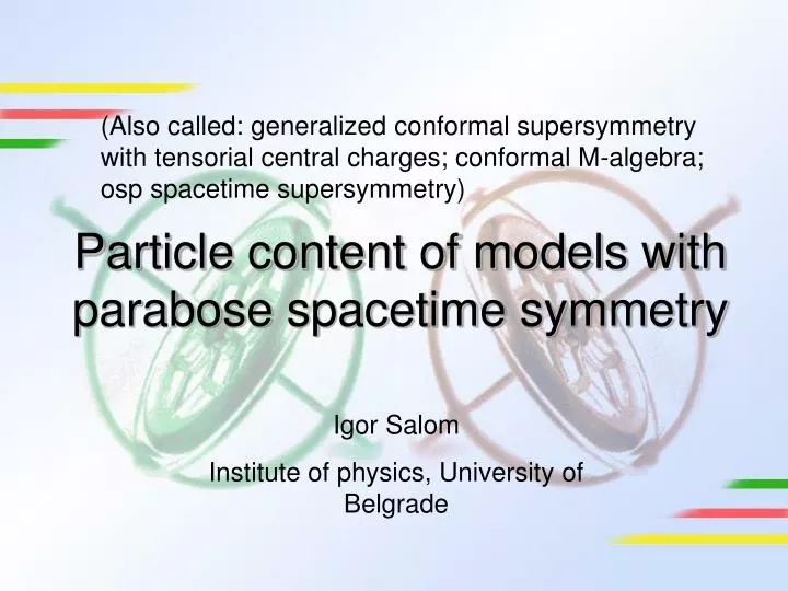 particle content of models with parabose spacetime symmetry