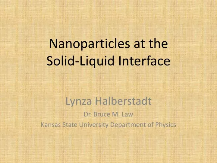 nanoparticles at the solid liquid interface