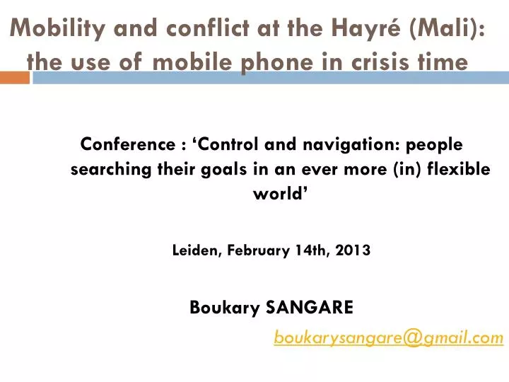 mobility and conflict at the hayr mali the use of mobile phone in crisis time