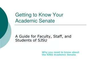 Getting to Know Your Academic Senate