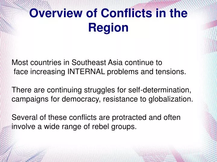 overview of conflicts in the region