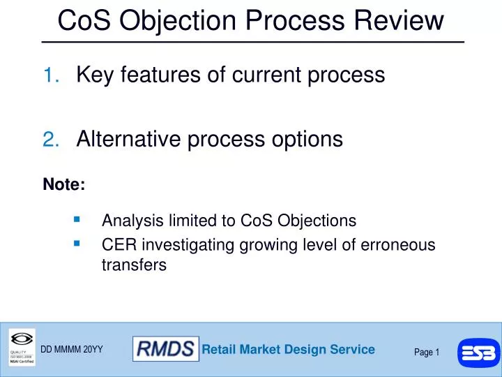 cos objection process review