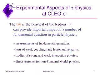 Experimental Aspects of t physics at CLEO-c