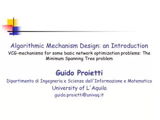 Algorithmic Mechanism Design: an Introduction