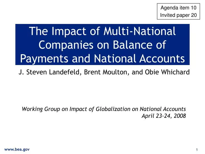 the impact of multi national companies on balance of payments and national accounts