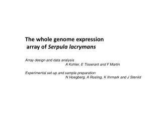 The whole genome expression array of Serpula lacrymans Array design and data analysis