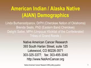 American Indian / Alaska Native (AIAN) Demographics