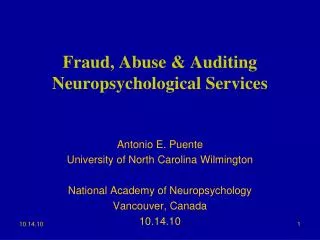 Fraud, Abuse &amp; Auditing Neuropsychological Services