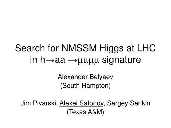 search for nmssm higgs at lhc in h aa mmmm signature