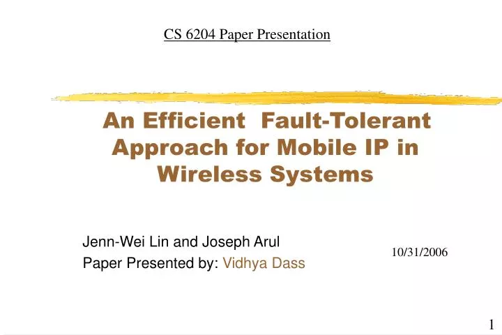an efficient fault tolerant approach for mobile ip in wireless systems