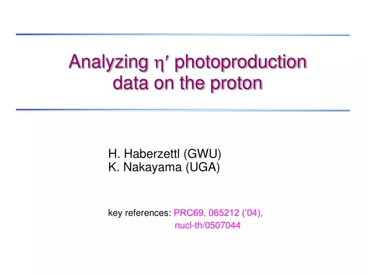 analyzing photoproduction data on the proton