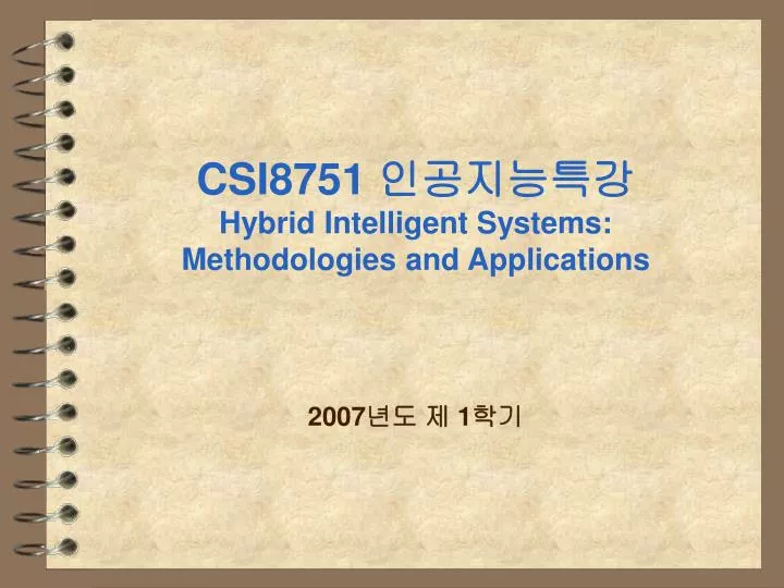 csi8751 hybrid intelligent systems methodologies and applications