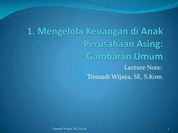 1 mengelola keuangan di anak perusahaan asing gambaran umum