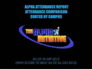 ALPHA ATTENDANCE REPORT ATTENDANCE COMPARISON SORTED BY CAMPUS