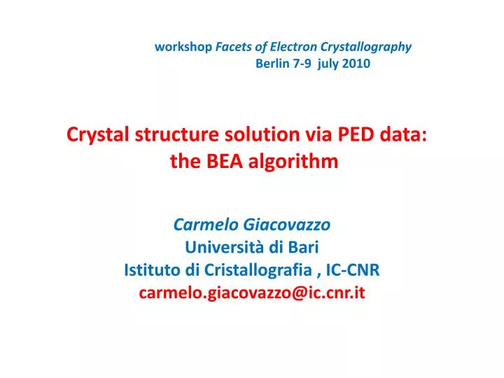 crystal structure solution via ped data the bea algorithm