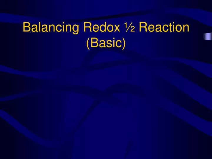 balancing redox reaction basic