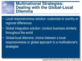 Multinational Strategies: Dealing with the Global-Local Dilemma