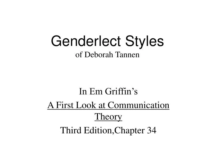 genderlect styles of deborah tannen