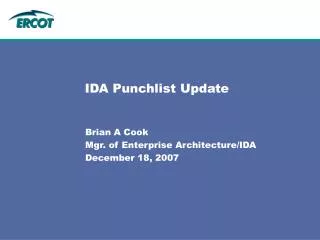 IDA Punchlist Update