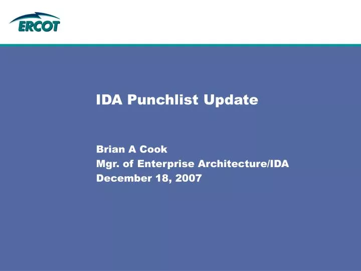 ida punchlist update