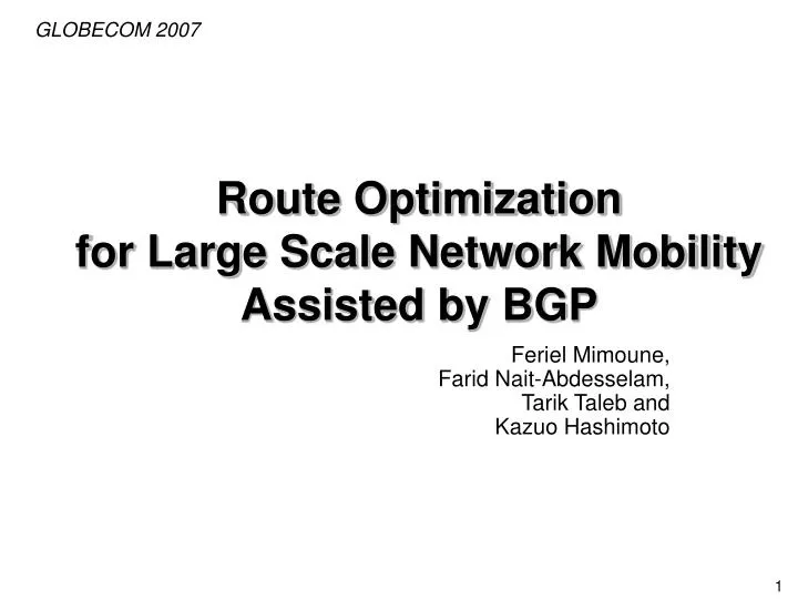 route optimization for large scale network mobility assisted by bgp