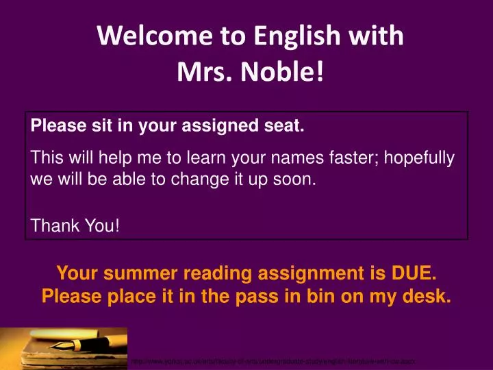 welcome to english with mrs noble