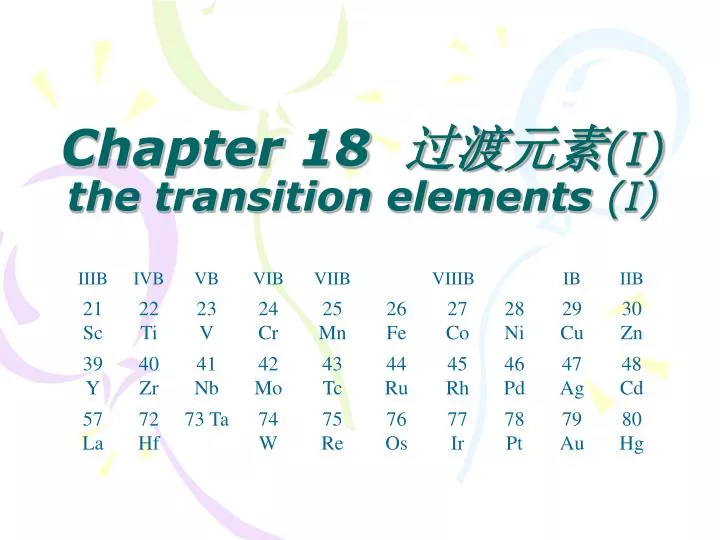 chapter 18 i the transition elements i