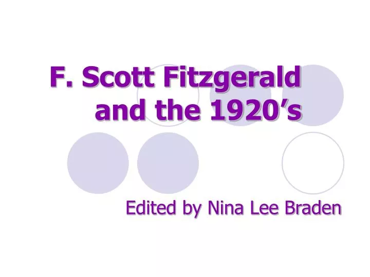 f scott fitzgerald and the 1920 s
