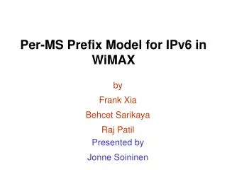 Per-MS Prefix Model for IPv6 in WiMAX