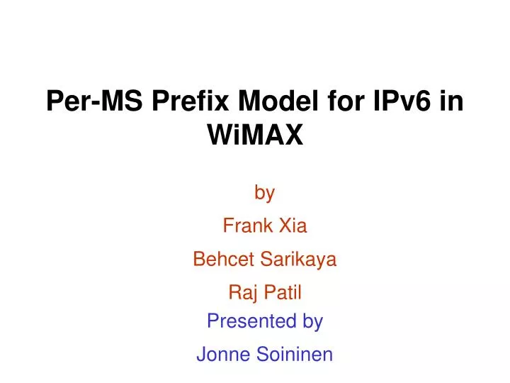 per ms prefix model for ipv6 in wimax