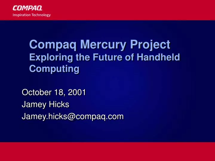 compaq mercury project exploring the future of handheld computing