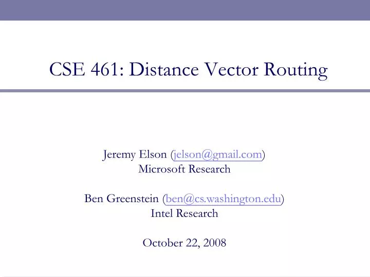 cse 461 distance vector routing