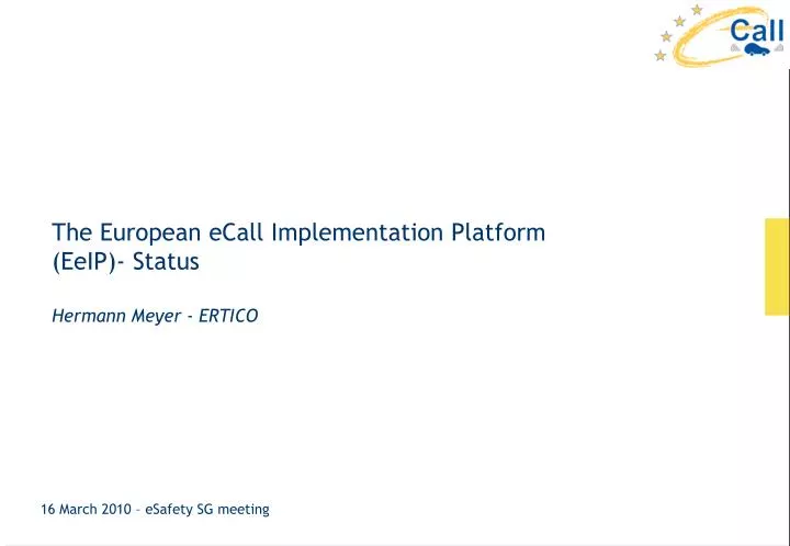 the european ecall implementation platform eeip status hermann meyer ertico