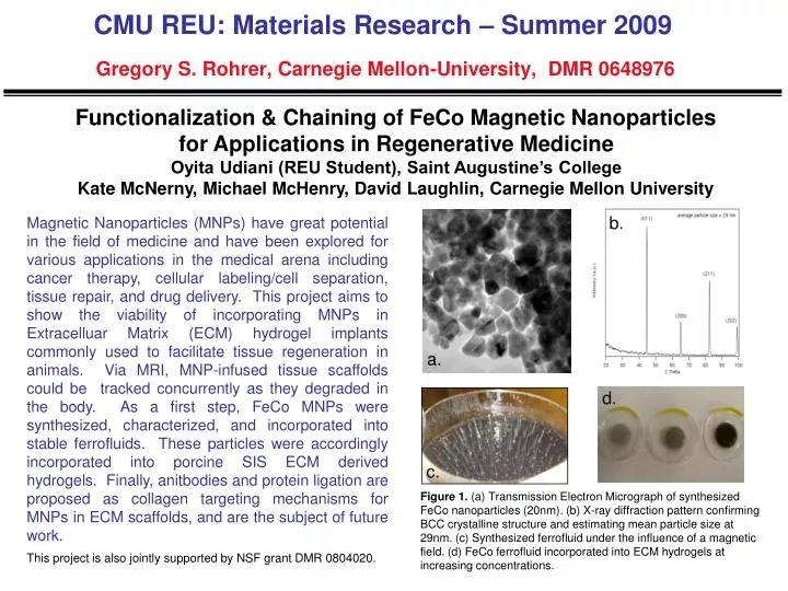 cmu reu materials research summer 2009 gregory s rohrer carnegie mellon university dmr 0648976