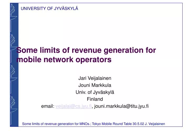 some limits of revenue generation for mobile network operators