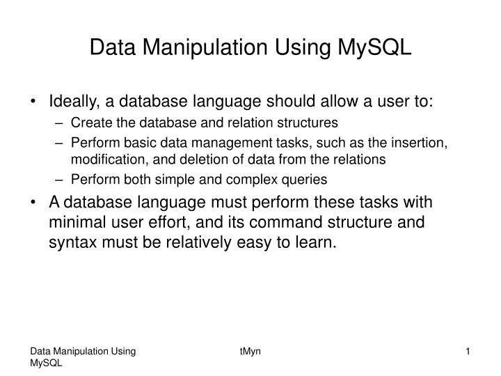data manipulation using mysql