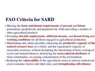 FAO Criteria for S ARD