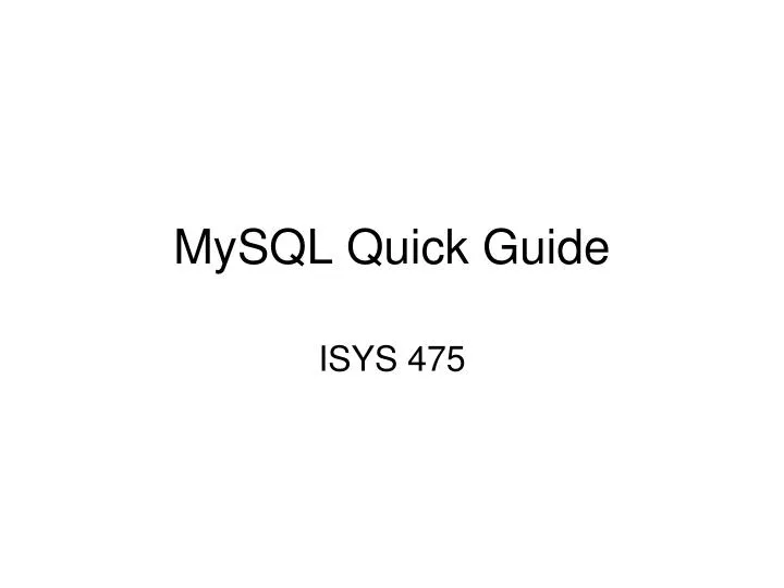mysql quick guide