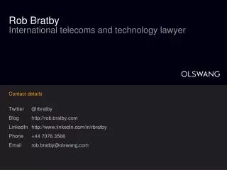 Rob Bratby International telecoms and technology lawyer