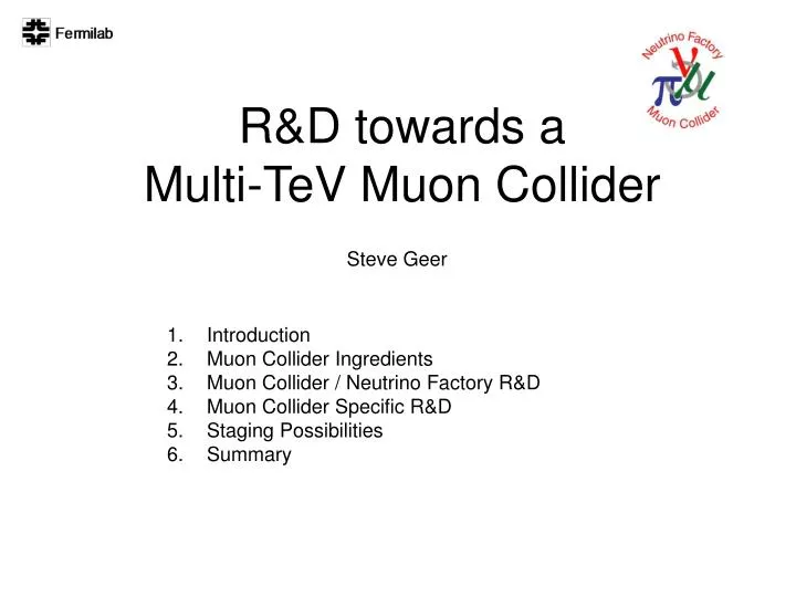 r d towards a multi tev muon collider